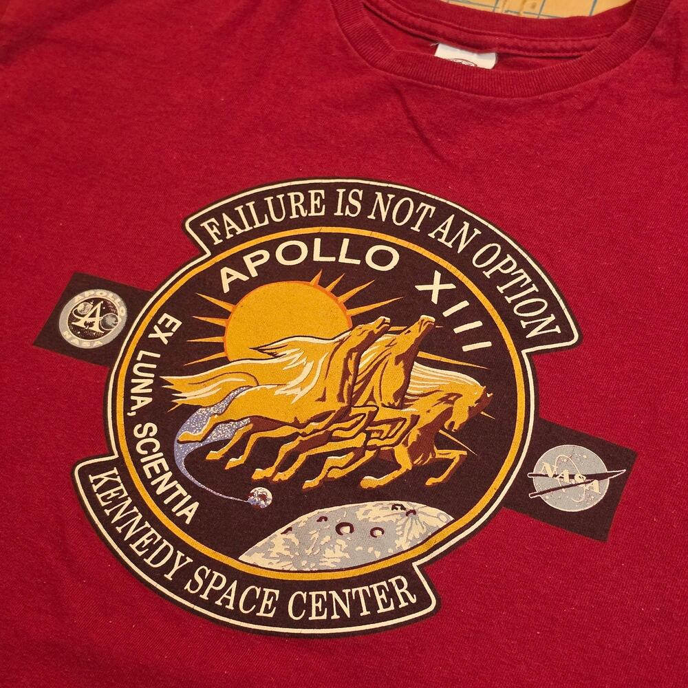 Vtg NASA Apollo 13 FAILURE IS NOT AN OPTION Pegasus Shirt L Marooon